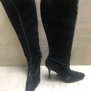 New VIA UNO sz 6 black sparkle stretchy knee boots